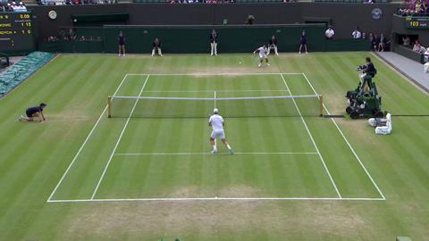 Tomas Berdych volley against Novak Djokovic at Wimbledon 2013