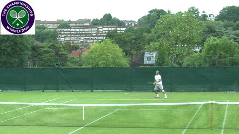 Rafael Nadal practises at Wimbledon