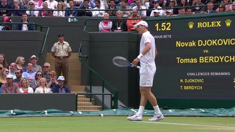 Incredible flexibility from Novak Djokovic as he does the splits