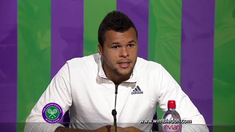 Wimbledon 2012: Jo-Wilfried Tsonga talks to the media