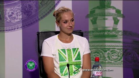 Sabine Lisicki talks to the media after Wimbledon 2013 final defeat