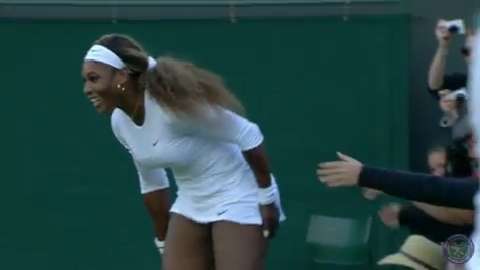 Serena Williams falls into crowd at Wimbledon