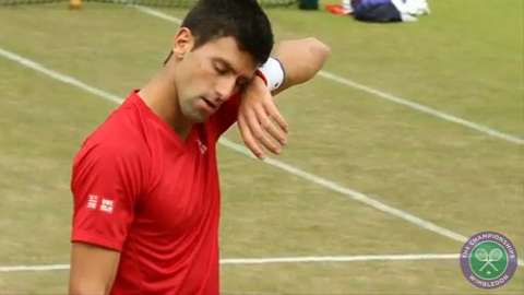 Novak Djokovic on the practice court