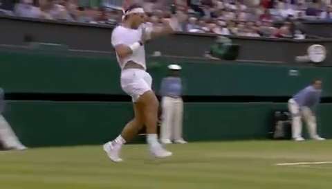 Nadal hits monster inside-out forehand
