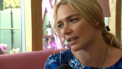 Jodie Kidd in the Evian Lounge