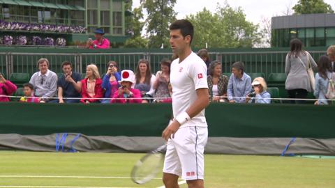 Novak Djokovic on the practice court