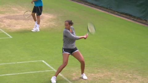 Madison Keys on the practice court
