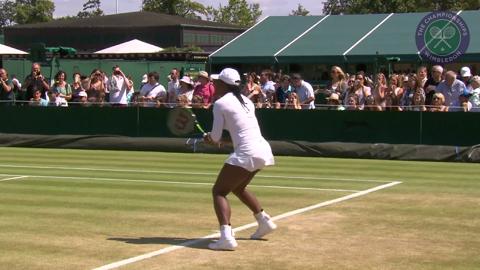 Serena Williams on the practice court