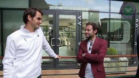 Juan Mata, David de Gea and Ander Herrera meet Roger Federer and Jamie Murray