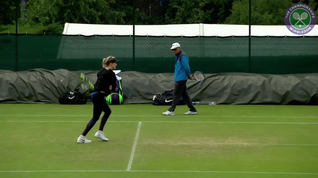 Eugenie Bouchard on practice court ahead of third round clash with Cibulkova