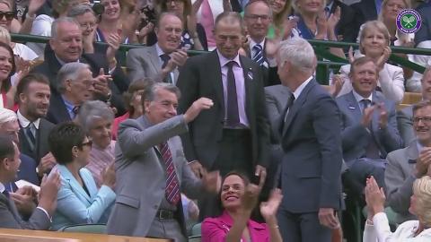Royal Box guests introduced to the Saturday Centre Court crowd