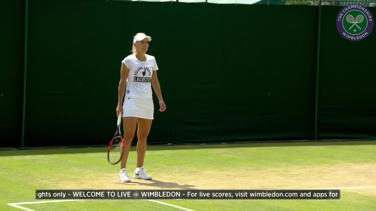 Elena Vesnina on practice court ahead of semi-final match
