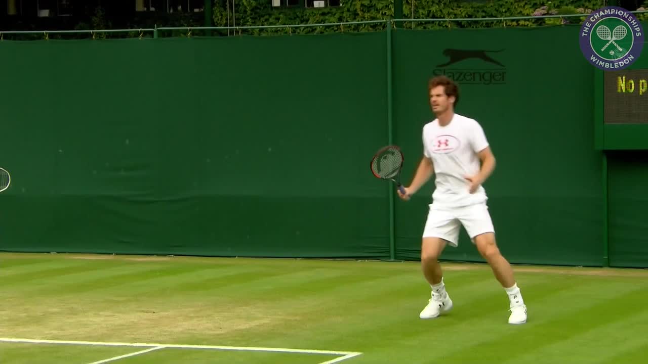 Andy Murray on practice court ahead of seventh Wimbledon semi-final