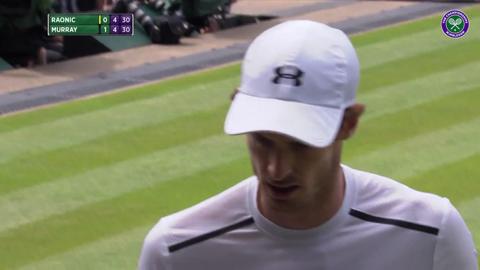 Murray wins point after returning 147mph serve from Raonic