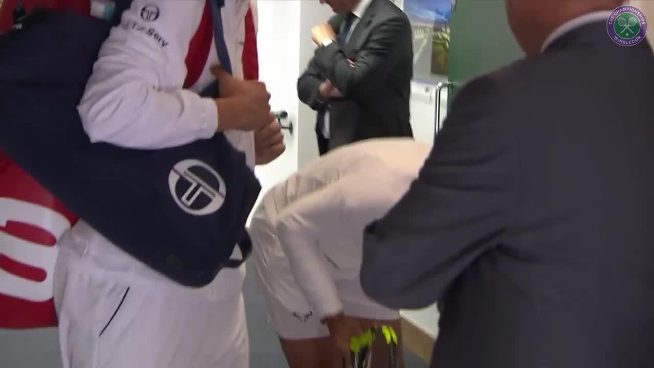 Nadal bangs head in tunnel 