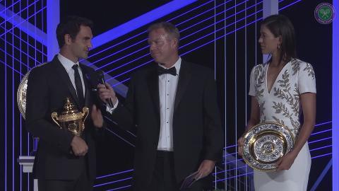 Federer and Muguruza at the 2017 Champions' Dinner